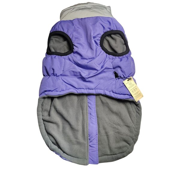 XXL Dog Purple Coat With Fleece Lining Zipper Closure and Snap Pockets - Picture 2 of 6